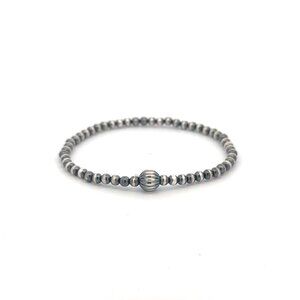 925 Sterling Silver Authentic Navajo Beads 3mm-6mm Stretch Bracelet Minimalist